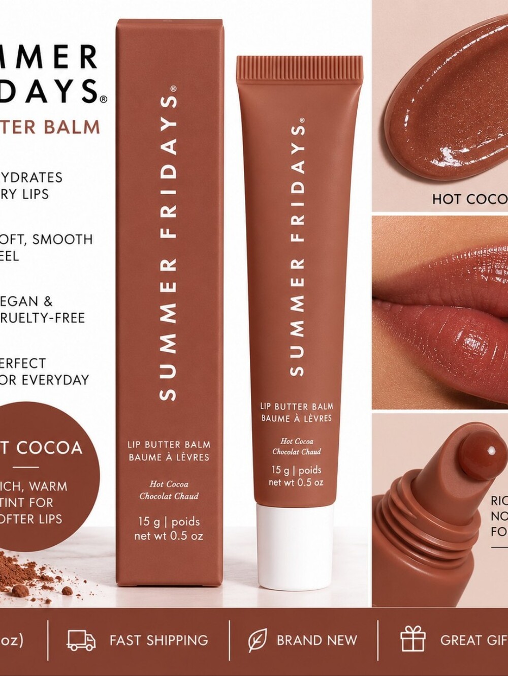 Summer Fridays Lip Butter Balm — Hot Cocoa Brown
